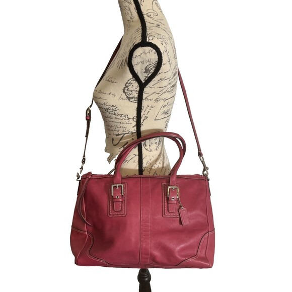 Coach F13811 Legacy Leather Satchel Shoulder Hand Bag Magenta Raspberry Pink - Picture 1 of 14